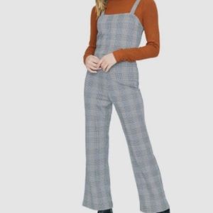 Sanctuary Women’s Black Plaid Square Neck Sleeveless Flare Jumpsuit L